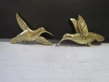 Vintage  Homeco Gold Tone Hummingbirds Set of 2 Wall Hangers Retro Boho