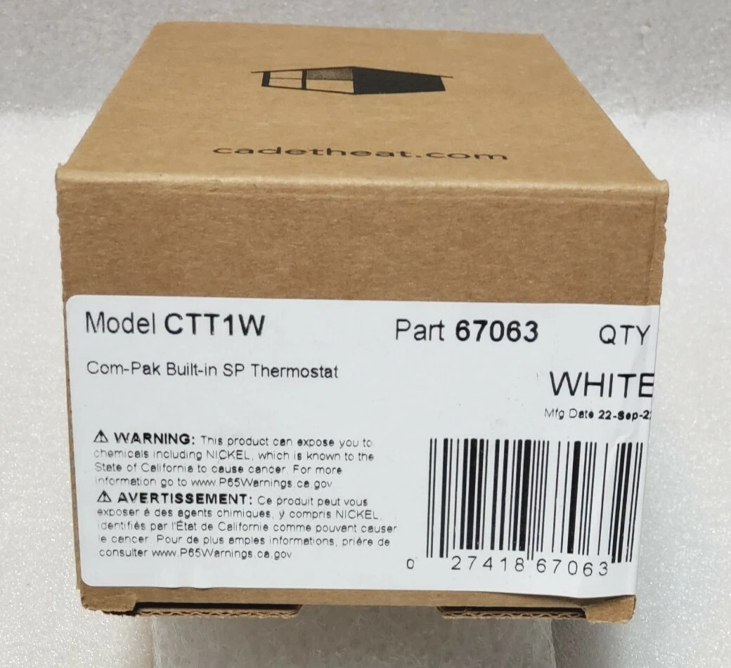 Cadet Heater Accessory Thermostat Kit 22 Amp Single-Pole Adjustable Dial  White | eBay