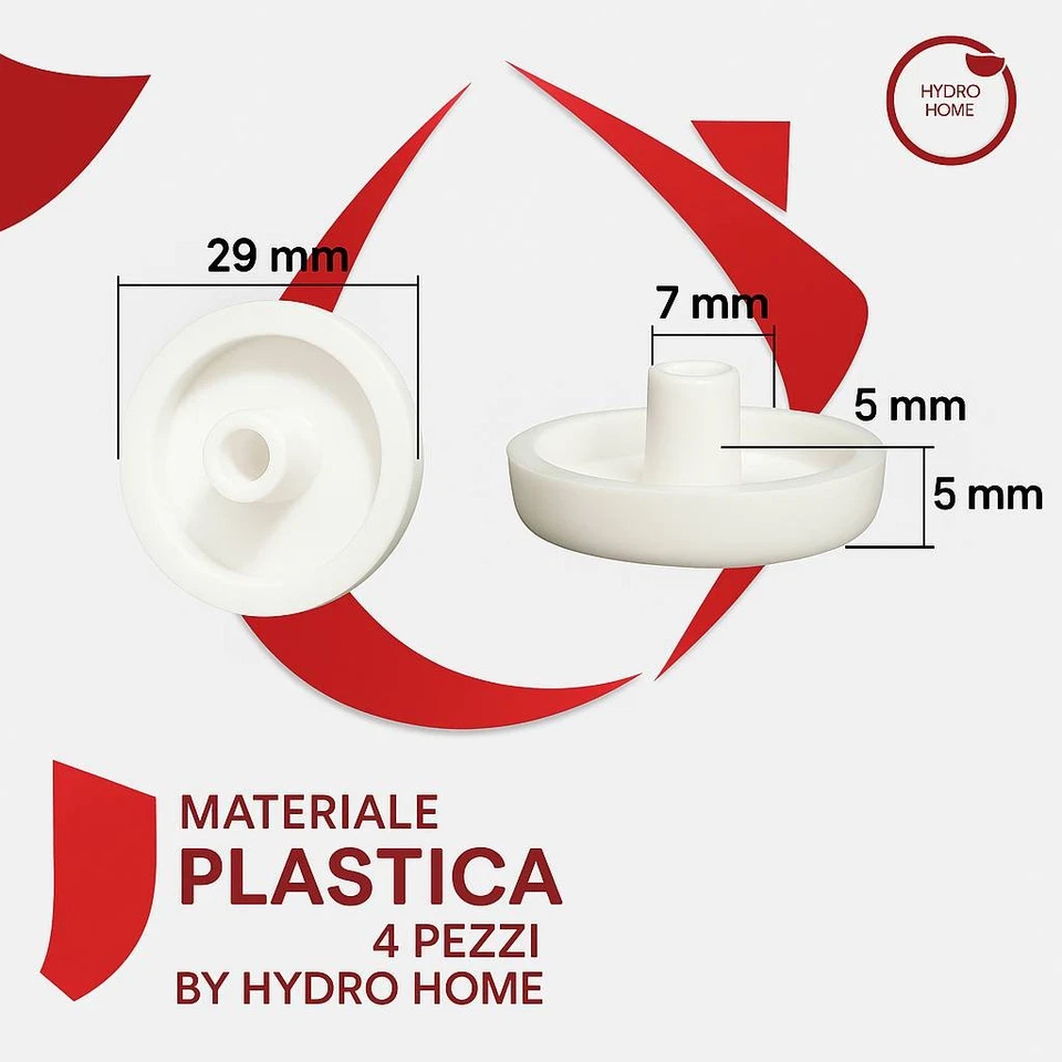 Kit 4 pezzi paracolpi PAR015 tondi bianchi in plastica per Copriwater sedile Wc - Immagine 2 di 4