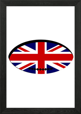 Gerahmtes Wandbild Poster Leinwanddruck Bild UK Flagge Rugby Ball