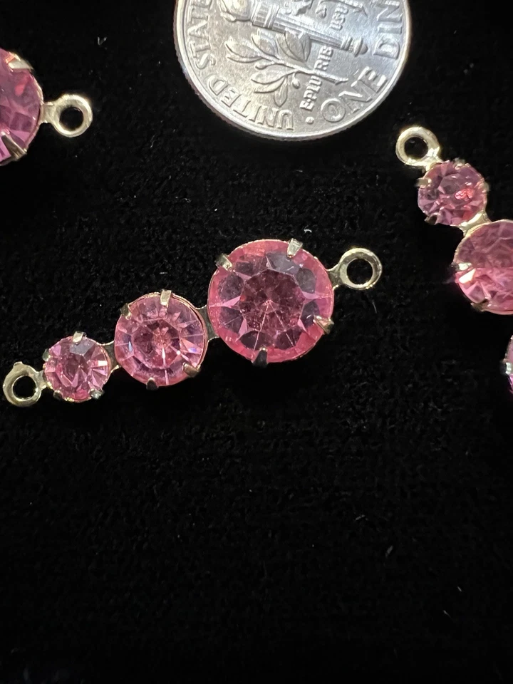 Componente de joyería placa de oro/graduada de 3 piedras diamantes de imitación de cristal rosa Swarovski Foto 3 de 3