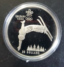 1986 Calgary Olympics Free-Style Skiing .925 Fine Silver 1 Troy oz $20 Proof