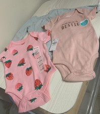 Baby girl bodysuit bundle 0-3 month one long sleeve 2 short sleeve newborn gift