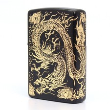 Accendino Zippo Classic JP Custom Base/Drago Due Lati Incisione Precisa Nero