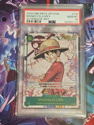 2025 ONE PIECE MONKEY D LUFFY OP13-118 CARRYING ON HIS WILL SEC ALT ART PSA 10