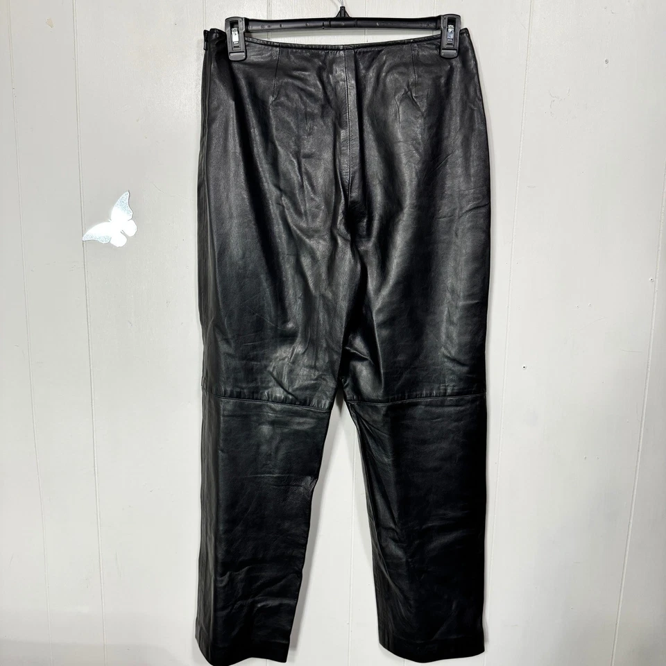 Pantalones de Cuero Susan Bristol Talla 12 Negros Tiro Alto Pierna Recta Carrera Informal Foto 4 de 4