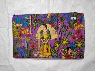 Indian Handmade Purple Frida Dressmaking, Sewing Running Fabric 2.5 Yards US