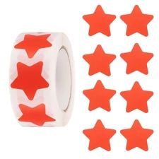 Star Stickers Roll 1 Inch, 500pcs Adhesive Star Labels for DIY Crafts, Red