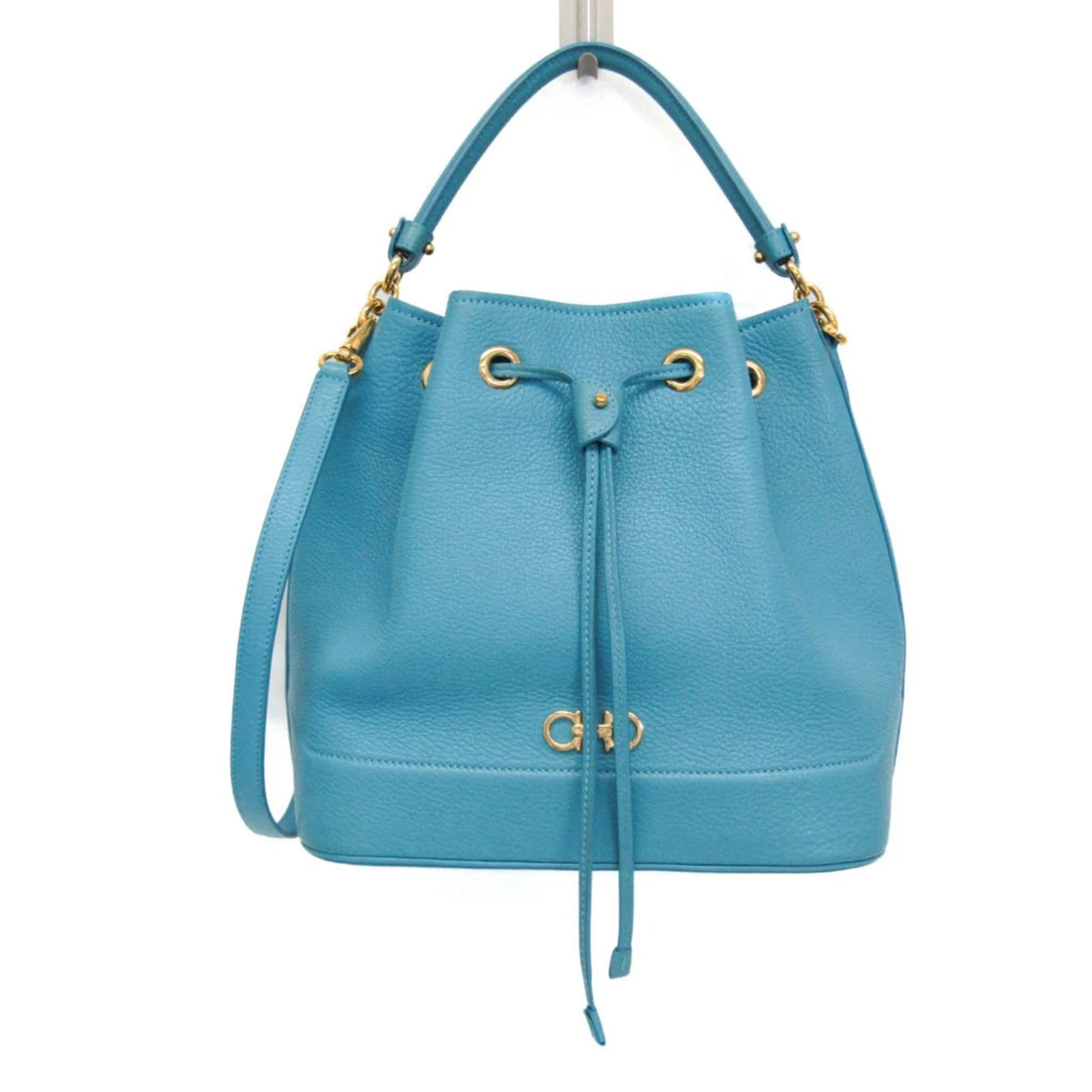 Salvatore Ferragamo Gancini Buckle Leather Backpack Mint  display picture 3