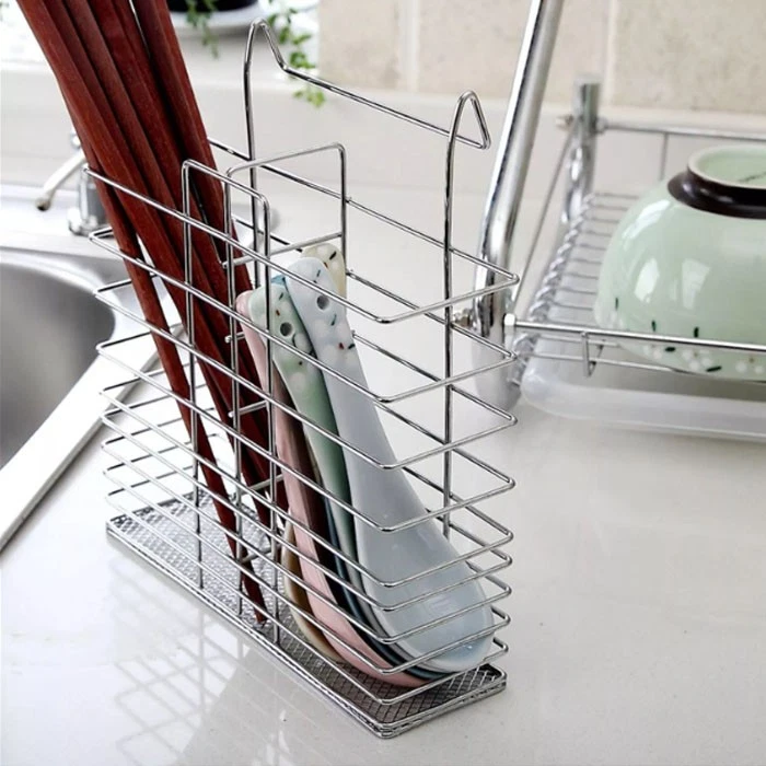 Scolapiatti colapiatti in metallo da appoggio 2 piani con vassoio raccogligocce - Immagine 4 di 4