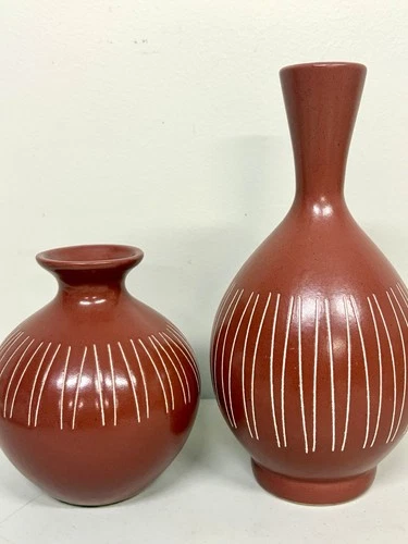 Two Royal Haeger By Larry Laslo Ginger Vases 10.5” And 6.5” 2004