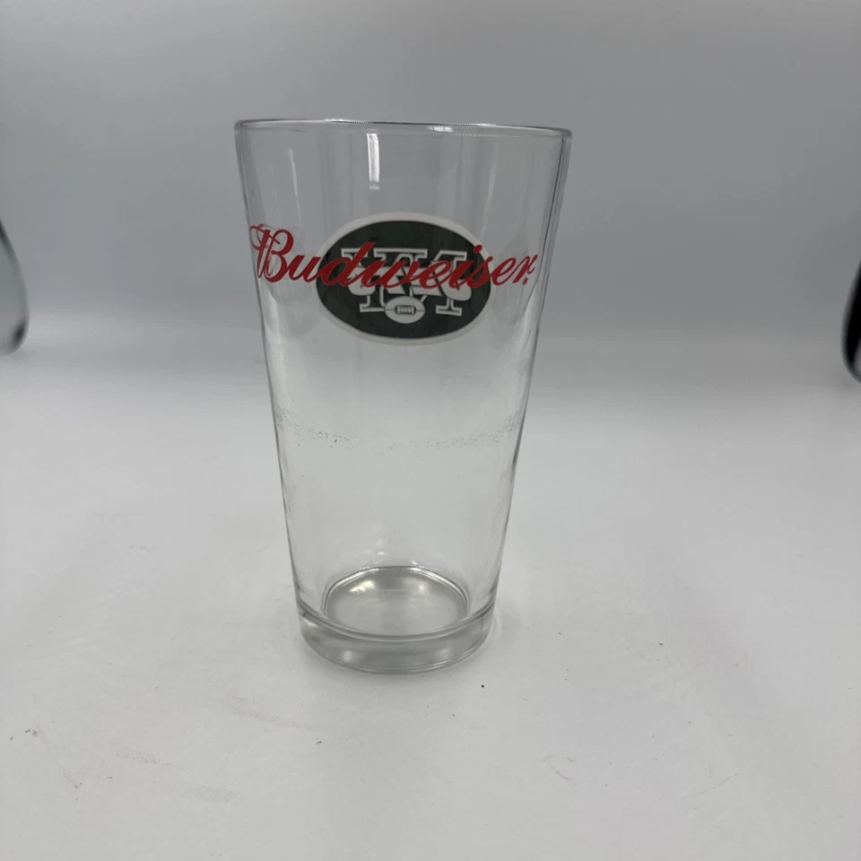 "Taza de vaso de cerveza Budweiser vintage de los New York Jets NFL fútbol americano 6""" Foto 2 de 4