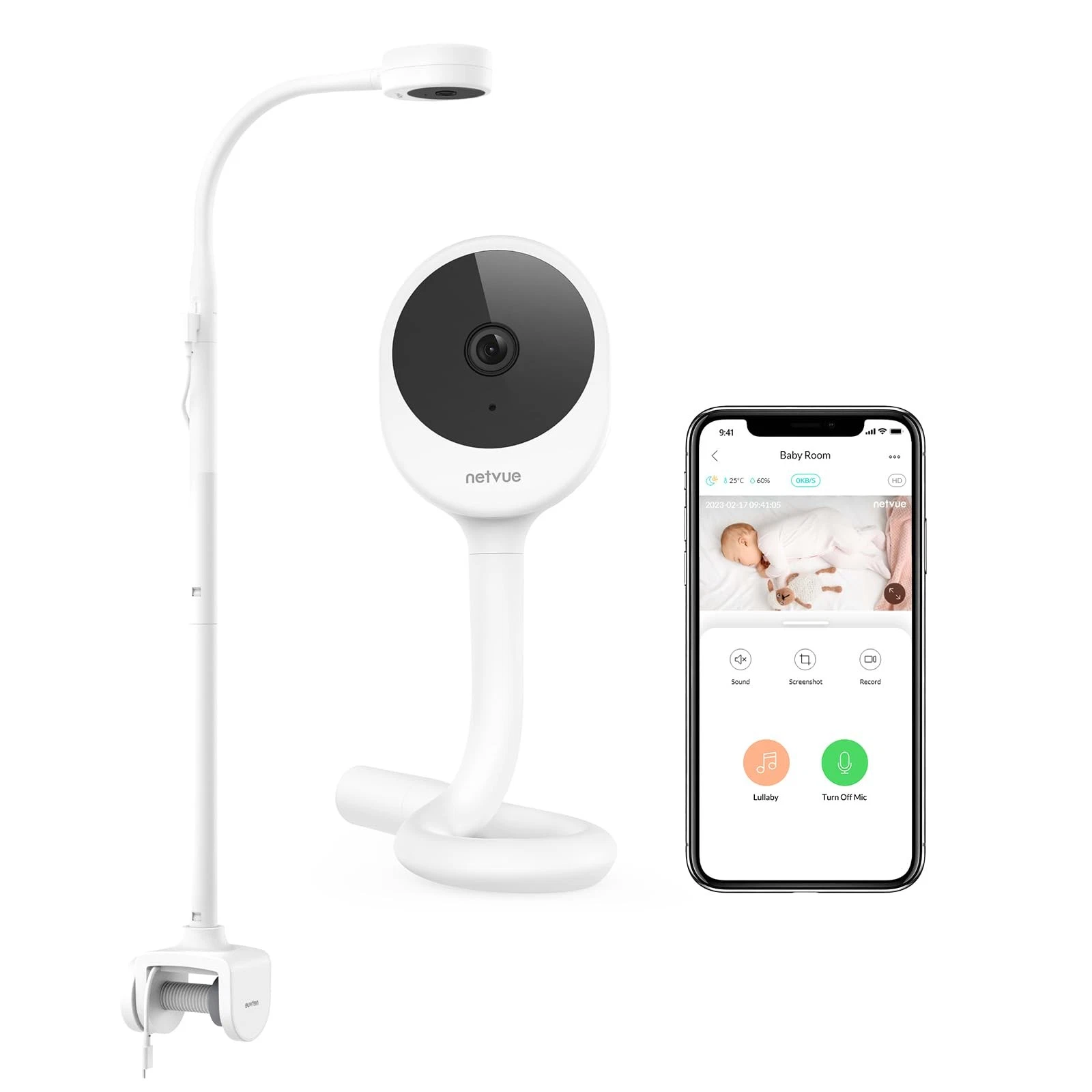Peekababy Baby Camera with Wireless Audio, Adjustable Crib Mount Monitor, Wor...