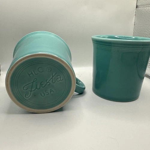 Homer Laughlin Fiesta Ware Turquoise Retired Jumbo Mug Cup Set of 2 USA Made