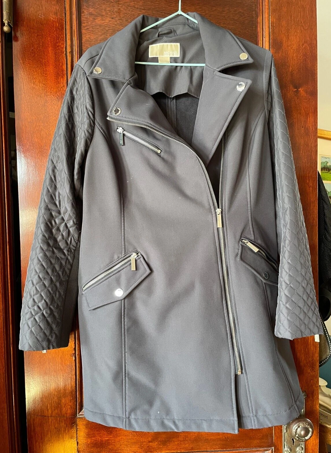 Cappotto donna nero Michael Kors medio con cappuccio