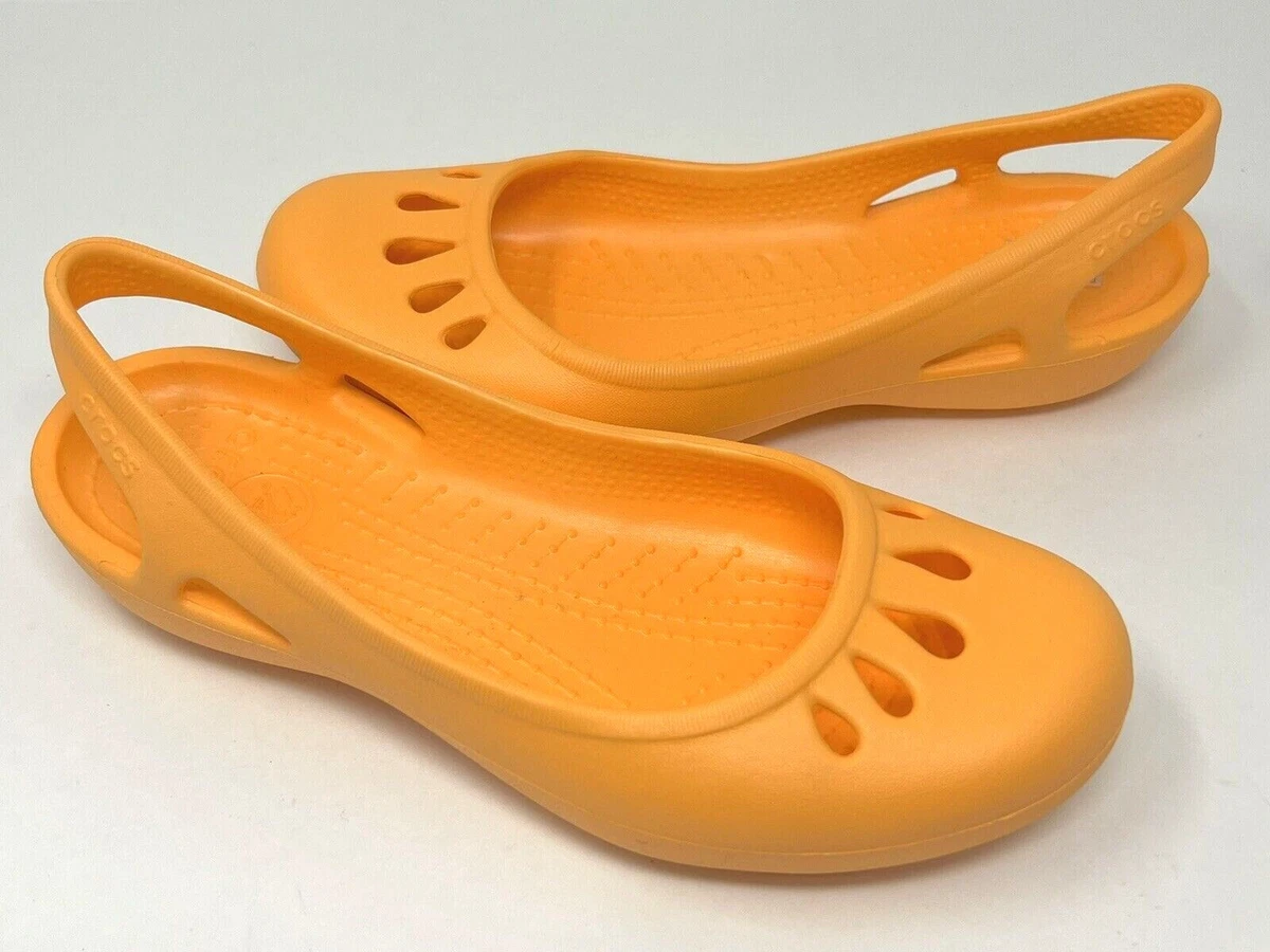 Crocs Malindi slingback ballerina flat Womens Size 6 Orange NEW
