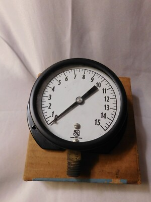 #ad #ad Ashcroft Pressure Gauge 3 1 2quot; Cat No. 1010 Lower 15# 1 4quot; in the Original Box $49.78