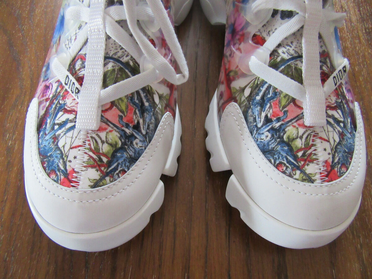 Dior D Connect Zodiac Printed White Multicolor Lace Up Flat Dior D Connect Zodiac Printed White Multicolor Lace Up Flat