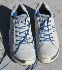 Ecco Biom Golf Shoes Yak Leather Water Resistant White Blue Mens  11 45