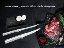 Rada 3 Pc Set Super Parer, Tomato Slicer, & Knife Sharpener (Silver Handle)