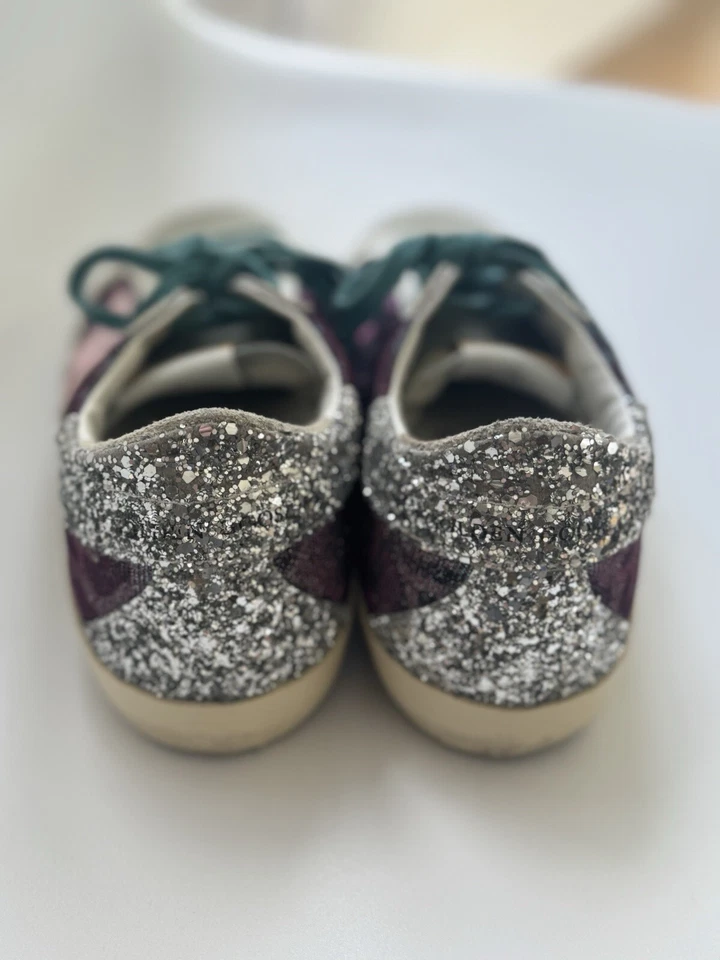 罕见 Golden Goose 尺码 38 (8) 超级明星迷彩粉色星星闪光网球鞋 — 第 4/4 张图片