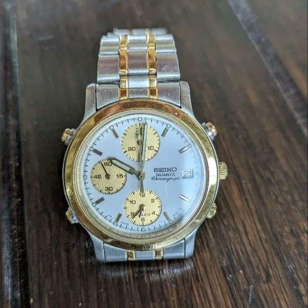 Seiko 7T32 6D70 Gold Tone Vintage Chronograph Alarm Men's Seiko 7T32 6D70 Gold Tone Vintage Chronograph Alarm Men's
