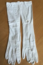 VINTAGE ELEGANT CREAM SILK LINED KIDSKIN OPERA GLOVES 21"
