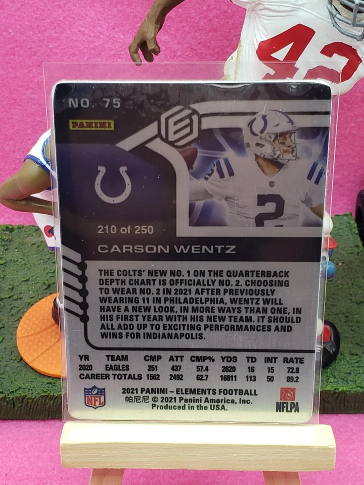 2021 Panini Elements Football AU Gold 210/250 Carson Wentz  - Image 2 of 2