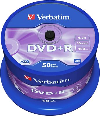 Verbatim DVD+R 16x Matt Silver 4.7GB 50er Pack Spindel DVD Rohlinge 16x Speed