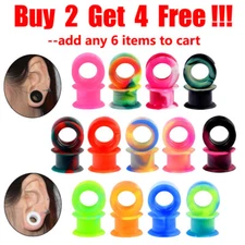 Pair Thick Silicone Flesh Tunnels Ear Gauges Plugs Ear Skin Stretching Piercing