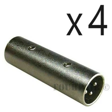 4 Pack - 3-Pin XLR Male to Male Plug Coupler Gender Changer Audio Mic DJ Adapter