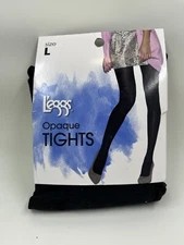 Leggs Opaque Black Tights Women’s Size Large 145-200LBS 1 Pair NWT