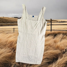 Old Navy Linen Dress Women XL Blend Sleeveless Sweetheart Tunic Smock Peasant
