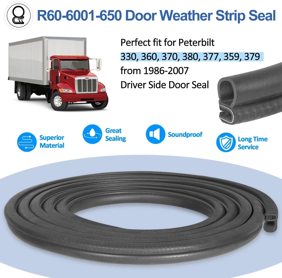 Sello de goma para puerta de cabina R60-6001-650 para Peterbilt 377 379 1986-2007 Foto 2 de 4