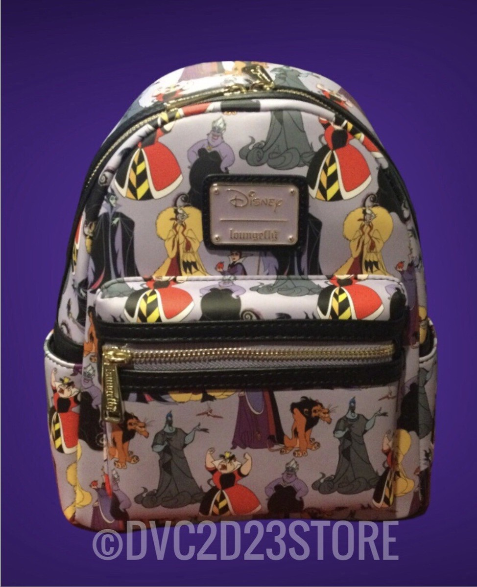New Disney Loungefly “VILLAINS” All Over Print Mini Backpack  display picture 3