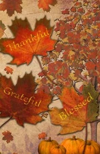 Thankful Grateful Blessed Fall Leaves Garden Flag Emotes Double Sided Pumpkins