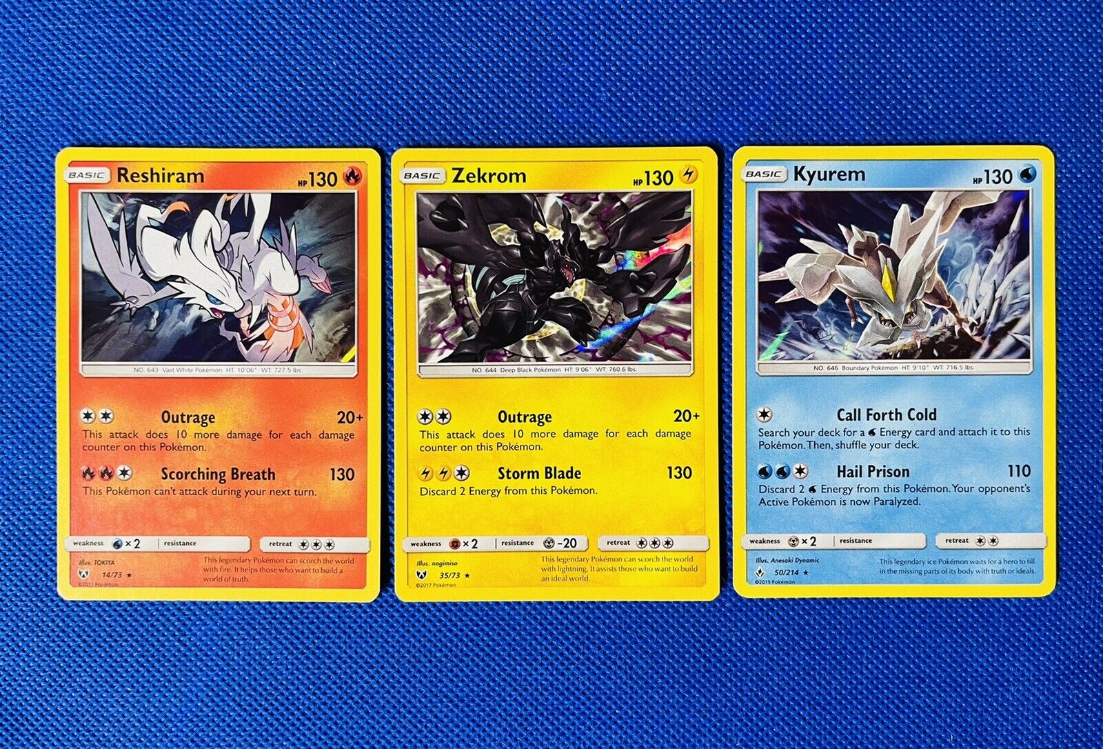 Reshiram, Zekrom & Kyurem - 3 Card Holo Pokémon Set, Legendary Rare Pokémon  NM