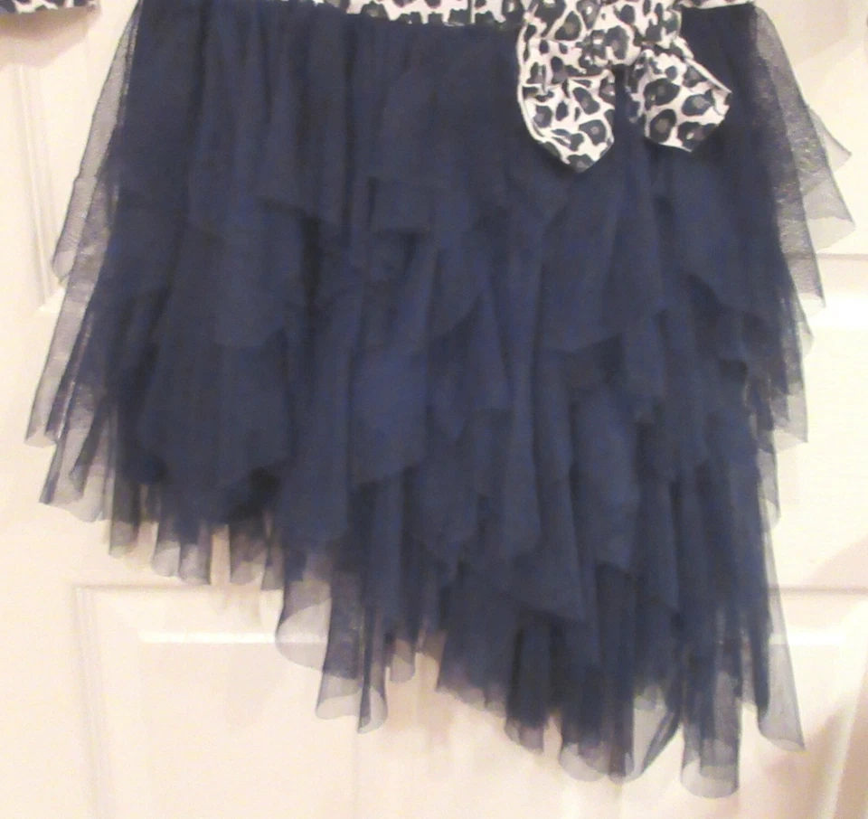 Girls KATE MACK~BLACK Leopard DRESS~size 8~NEW~Party~Asymmetrical Tiered Hem - Image 3 of 4