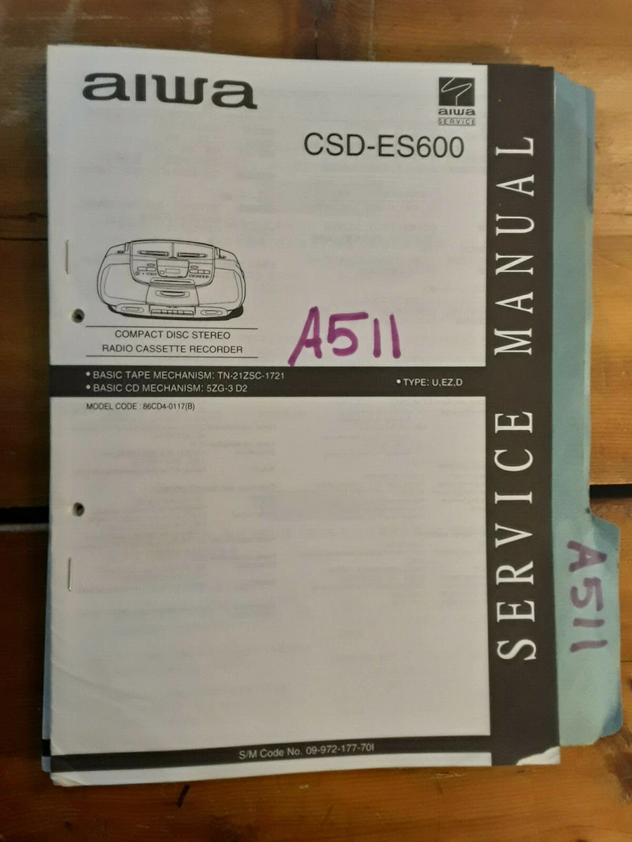 Aiwa Csd-Es600 Service Manual Original Repair Book Stereo Boombox.