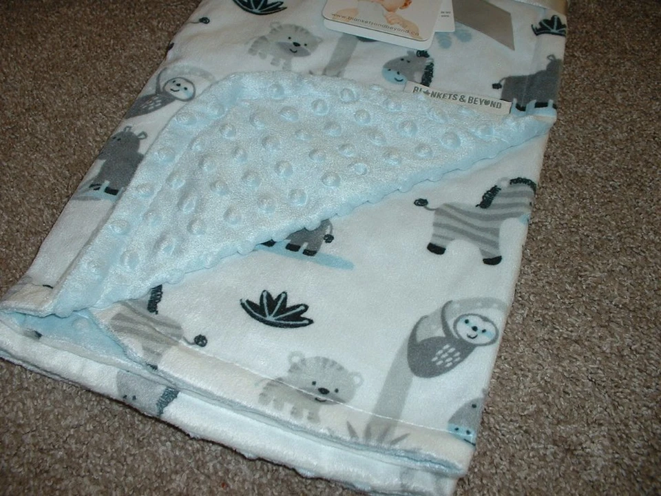 Одеяла и за пределами одеяло сафари Baby белый синий Minky Dot младенца мальчиков новый с Ярлыками VHTF - Изображение 2 из 3