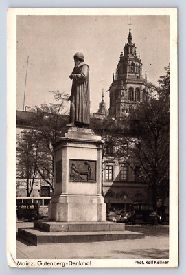 Vintage Postcard Mainz Gutenberg Denkmal Germany