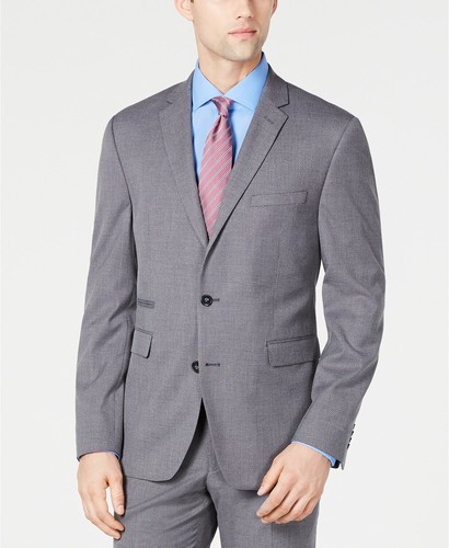 Vince Camuto Men's Slim-Fit Stretch Wrinkle-Resistant Gray Textured Solid Suit Jacket - Grey