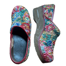 Sanita Woman  s Rainbow Multicolor Textured Danish Clogs Comfort Shoes Sz 38