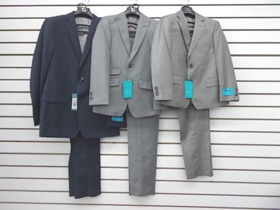 Boys T.O. 2pc Dark Plaid OR Light Gray Suits Sizes Slim & Classic Sizes 4 - 10