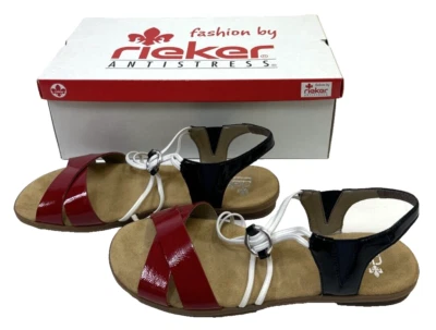 Rieker Damen Sandalen Sandaletten Rot Schwarz EU Gr.41 US9½ NP: 44,95€ - Bild 1 von 4