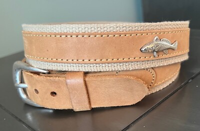 World Wide Sportsman Brown Leather Canvas Fish Belt - Men display picture 2