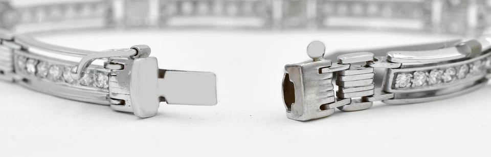 BRAZALETE TENIS ZAFIRO BLANCO LABORATORIO HOMBRE ORO BLANCO MACIZO 14k - 20,2 gramos - NUEVO CON ETIQUETAS Foto 3 de 4