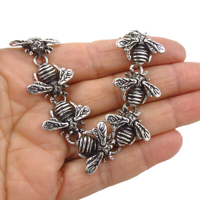 925 Sterling Silber Biene Armband klobig gepunzt Damen Honigbiene Design