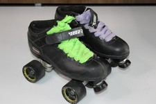 Riedell Carrera Roller Skates Black Quad Speed Skates Size 8