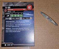 Axis  Allies War At Sea Task Force U-66 39/60 With Card Submarine German